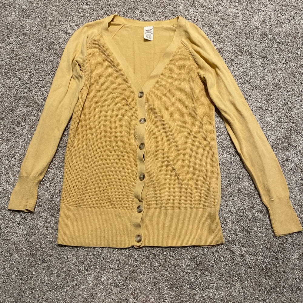 Faded Glory Women's Yellow Cardigan Sweater